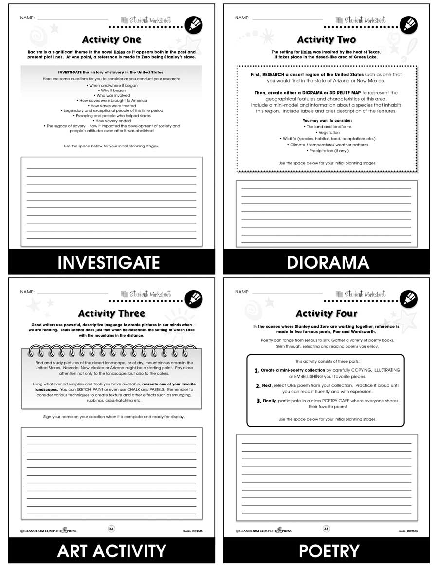 Holes Chapter Activities TPT Worksheets Library Holes Chapter Activities TPT Worksheets Library