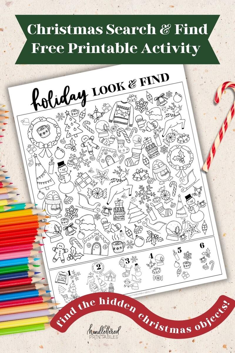 Holiday Look Find Find The Hidden Christmas Objects Printable Hand Lettered Printables