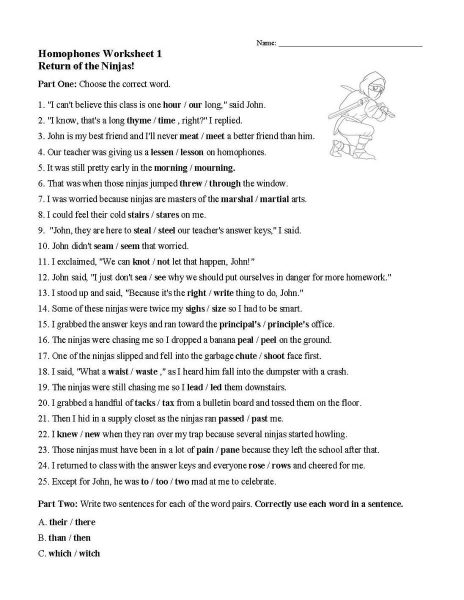 Homophones Worksheet 1 Grammar Activity Englishlinx Homophones Worksheets