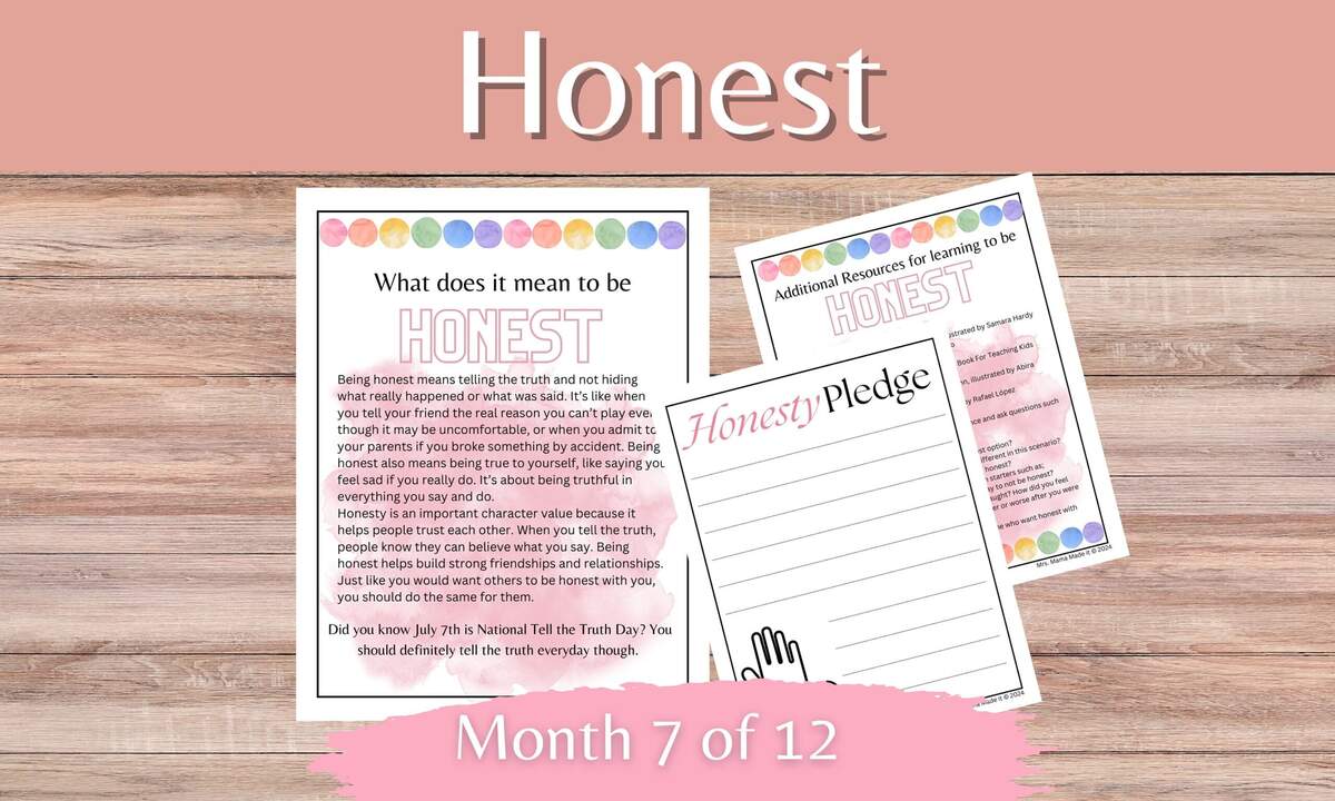Honesty Social Emotional Character Building Unit For Elementary Month 7 Of 12 Homeschool Classroom Occupational Therapy Counseling Etsy