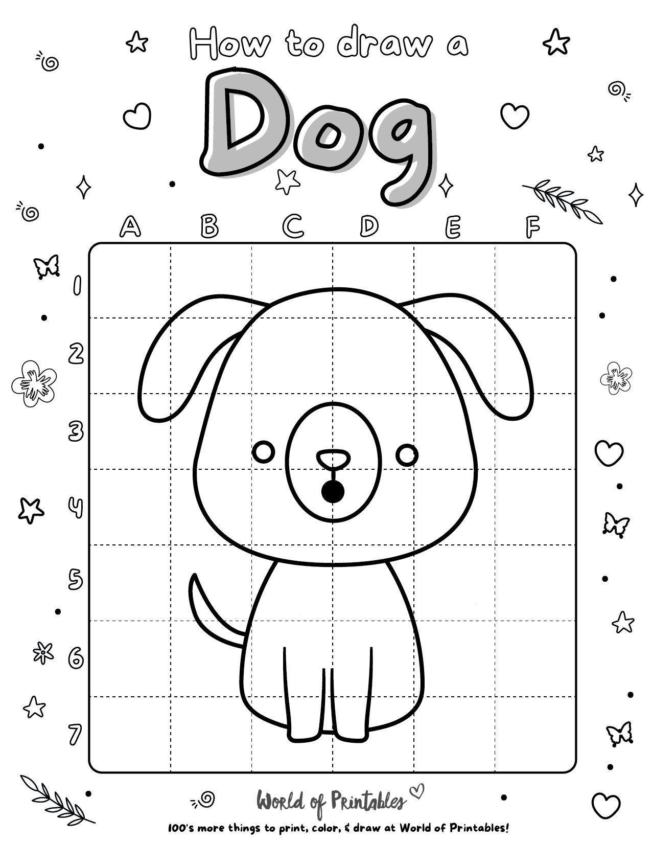 How To Draw A Dog Easy Step By Step Printable Activities World Of Printables