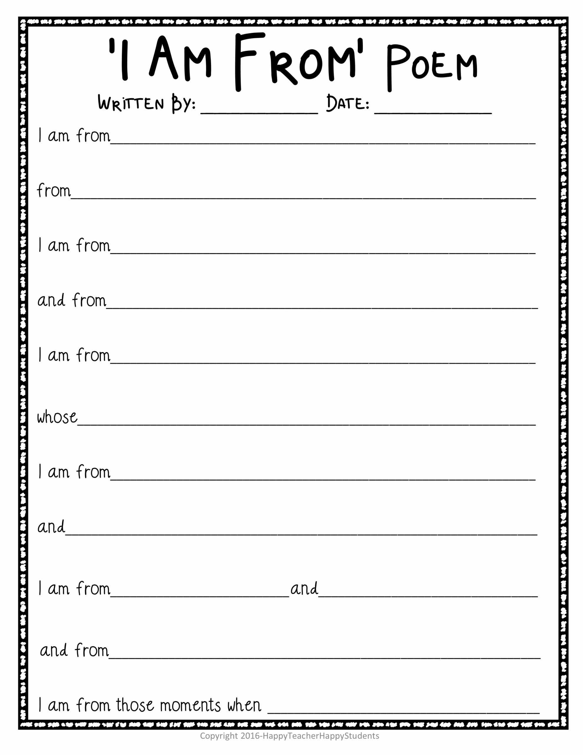 I Am Poem I Am From Poem Template Example Poem Grading Rubric Bio Poem Made By Teachers