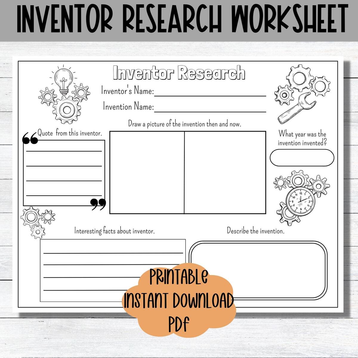 Inventors Worksheet Etsy Inventors Worksheet Etsy