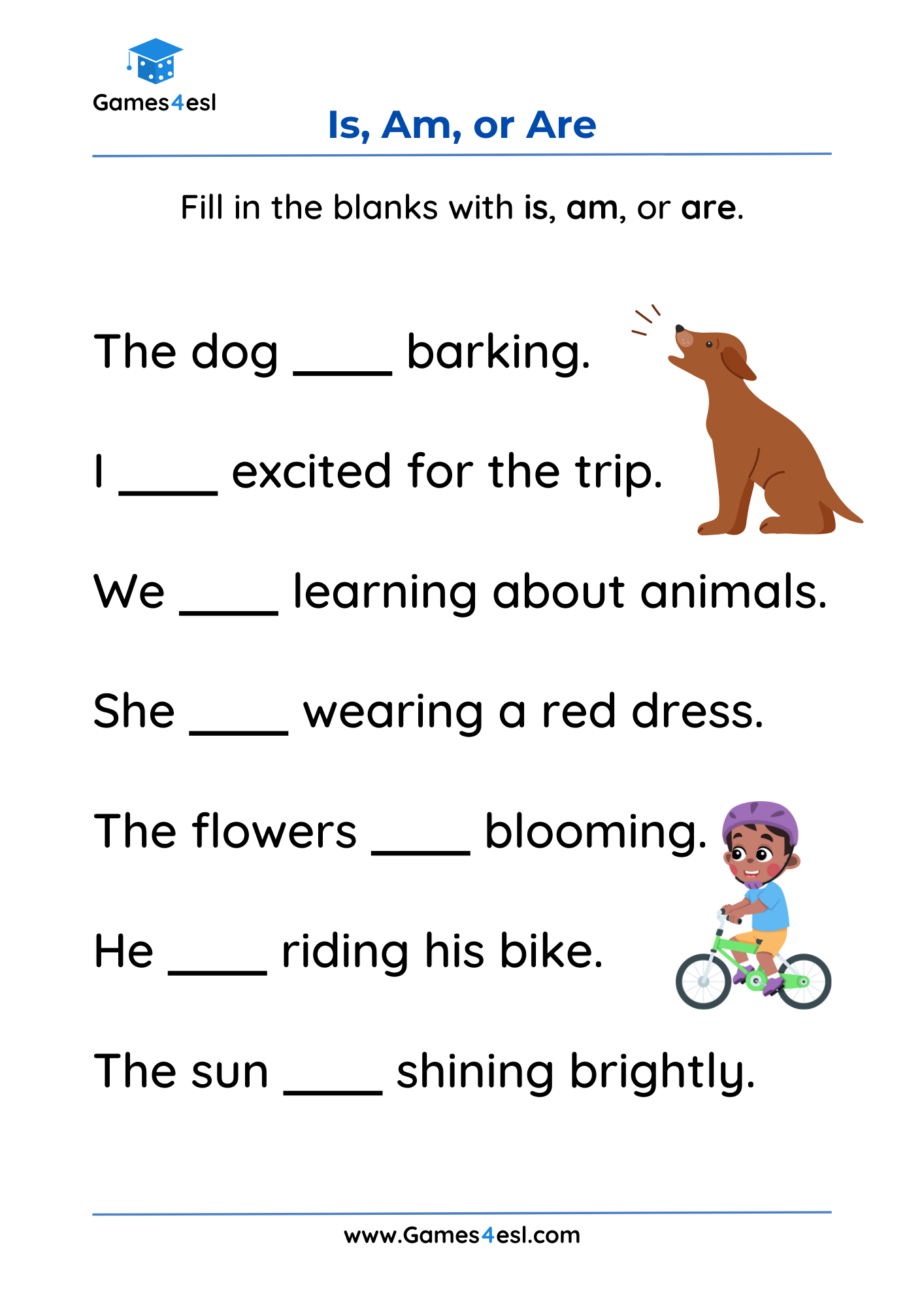 Is Am Are Worksheets Games4esl