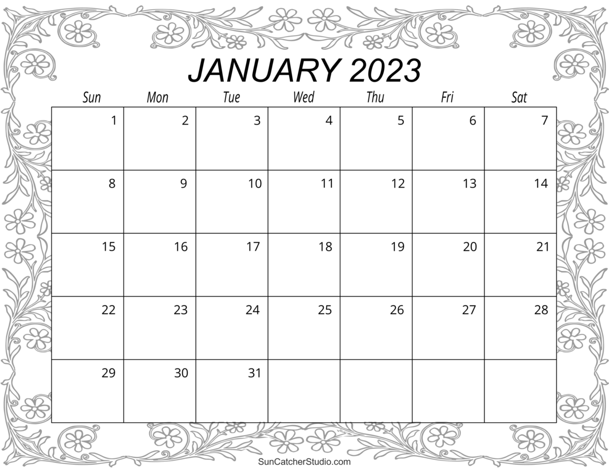 January 2023 Calendar Free Printable Free Printables Lettering SVG Files Tools Apps
