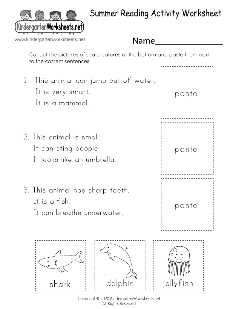 Kids Can Learn About Three Sea Creatures In This Free Worksheet They Can Also Develop Their Reading Comprehension And Fine Motor Skills By Completing A Simple Cut And Paste Activity You Can Fishing Kids Craft Camping Craft Activity Camping Theme Activities Summer Made By Teachers
