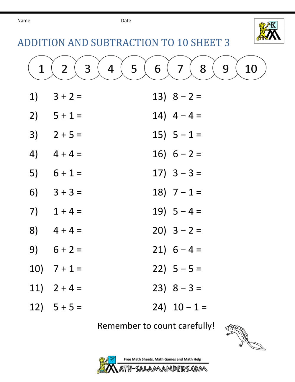 Kindergarten Addition And Subtraction Worksheets Addition Subtraction Mixed Practice TheCatholicKid