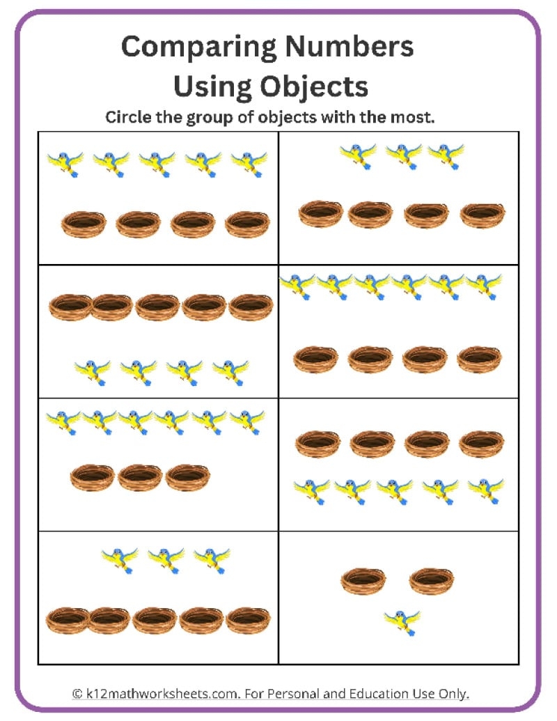 Kindergarten Comparing Numbers Worksheets Kindergarten Comparing Numbers Worksheets
