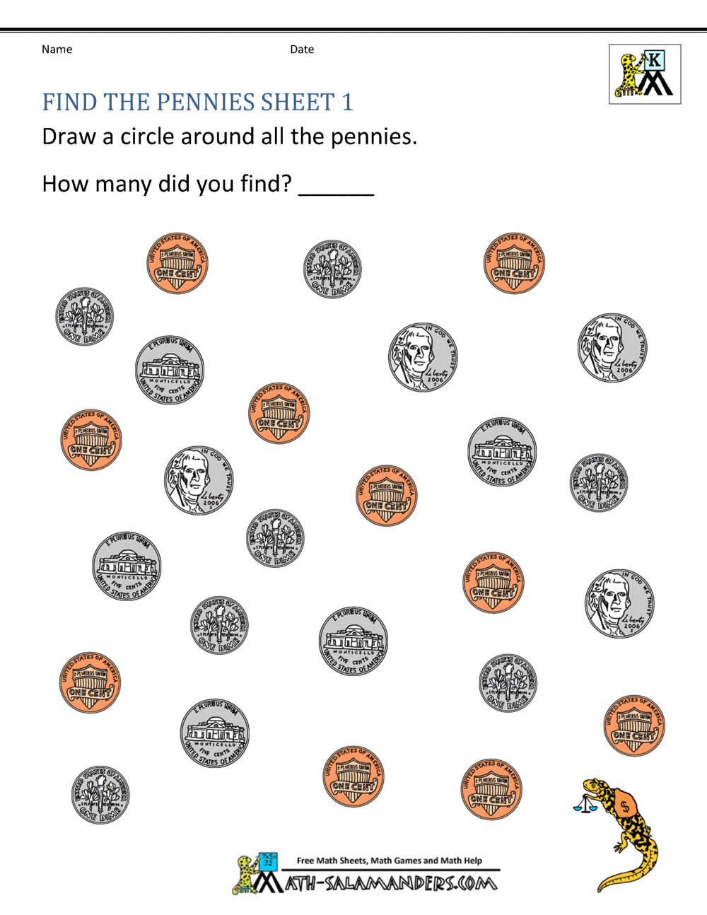 Kindergarten Money Worksheets 1st Grade Counting Money Worksheets