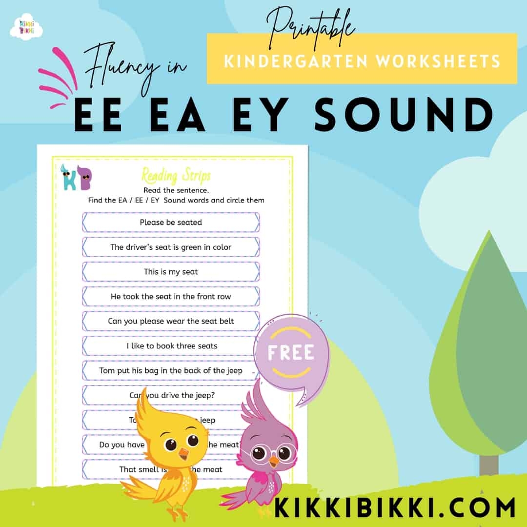 Learn To Spell Ee Ea Ey Words Kindergarten Worksheets