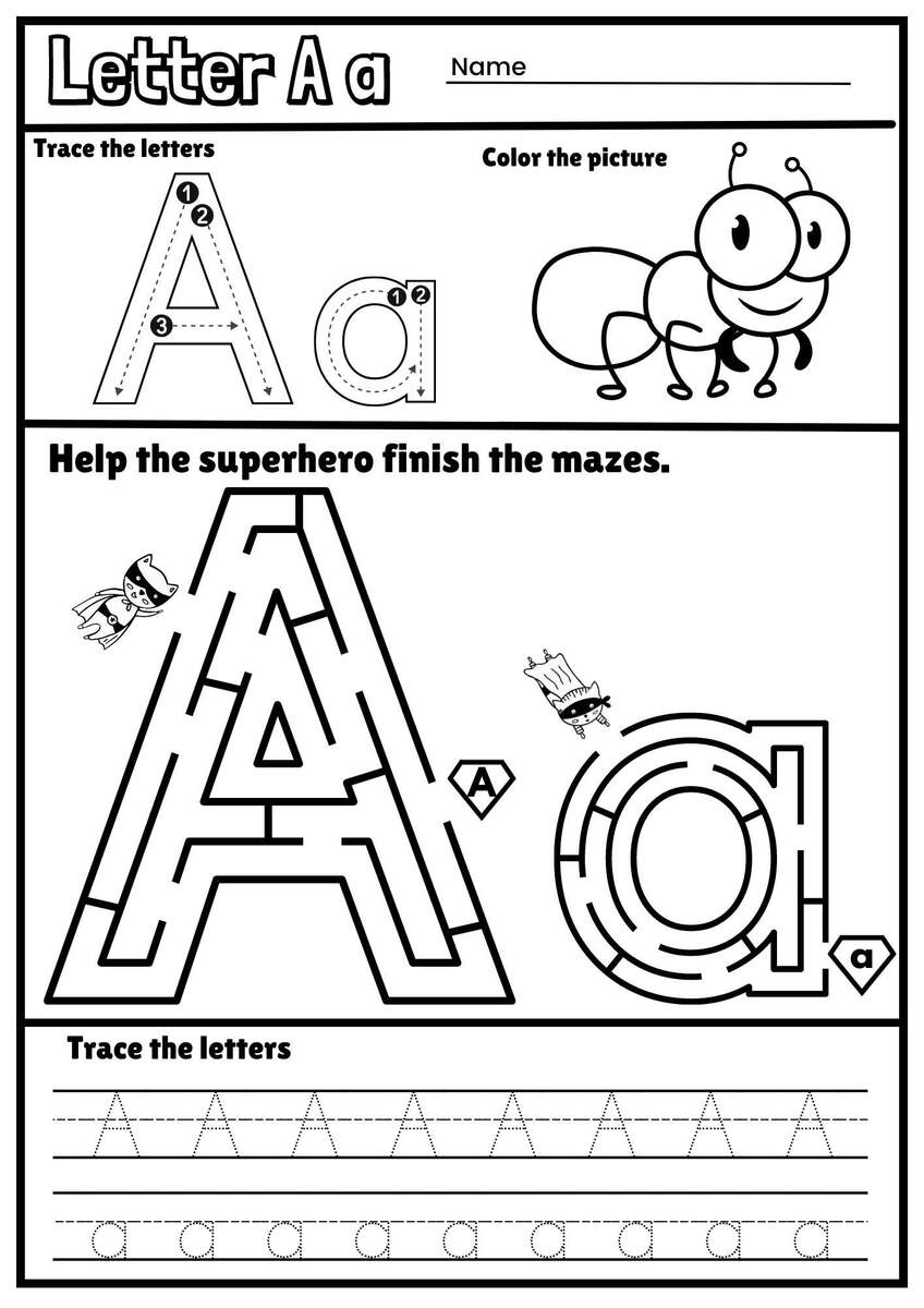 Letter A Alphabet Tracing And Coloring Free Printable PDF Ezpzphonics