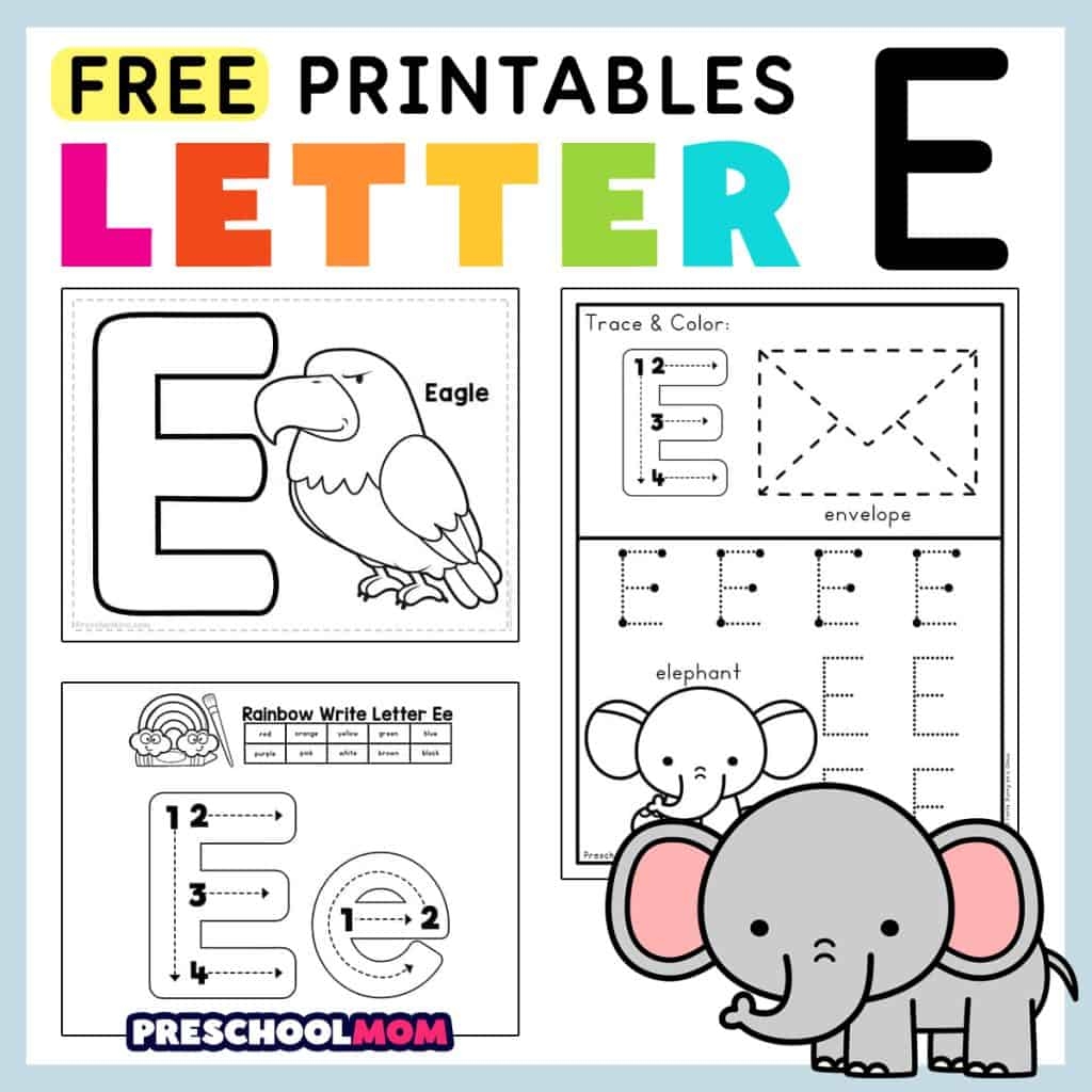Free Printable Letter E Alphabet Learning Worksheet For Preschool