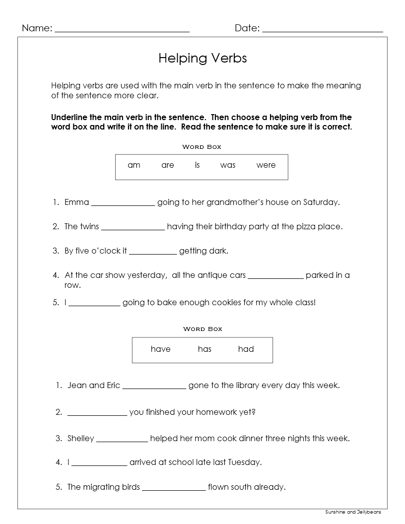 Linking Verbs And Helping Verbs 5 Worksheets Answer Key Grades 3 4 Google Drive Made By Teachers