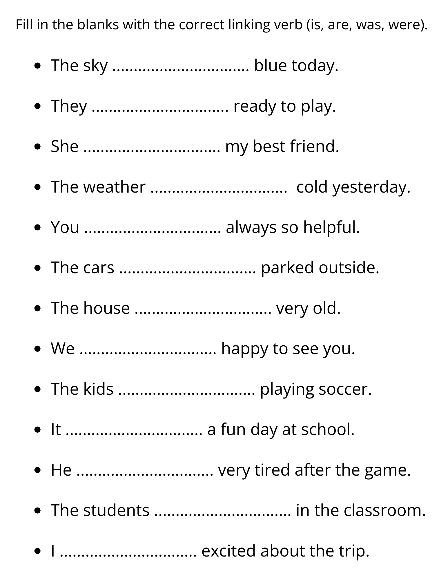Linking Verbs Sentences Worksheets With Answer Key Made By Teachers 5th Grade Linking Verbs Worksheet Engaging Exercises For Learning