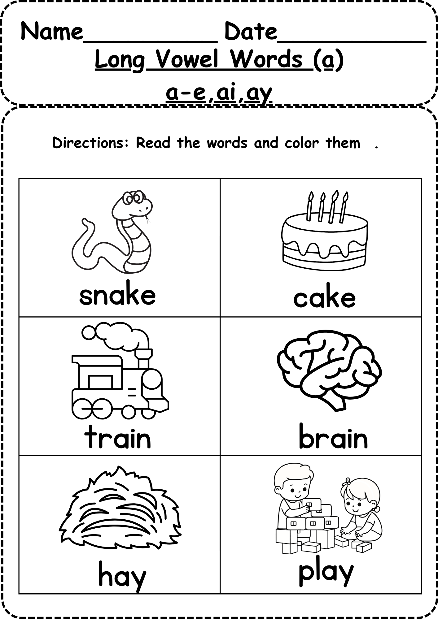 Long A Words Superstar Worksheets