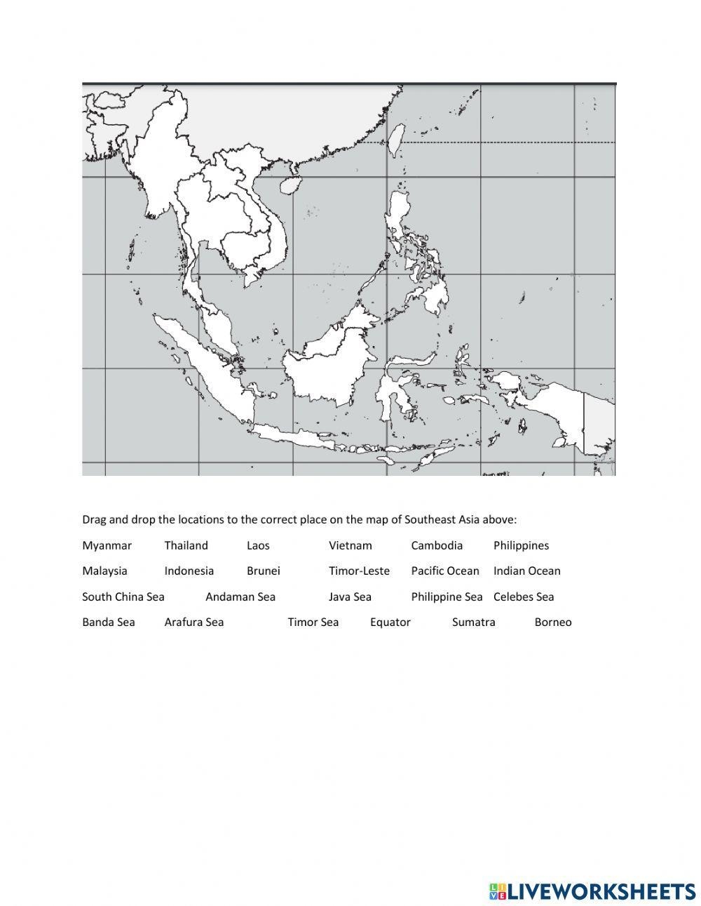 Map Of Southeast Asia Worksheet Worksheets Library