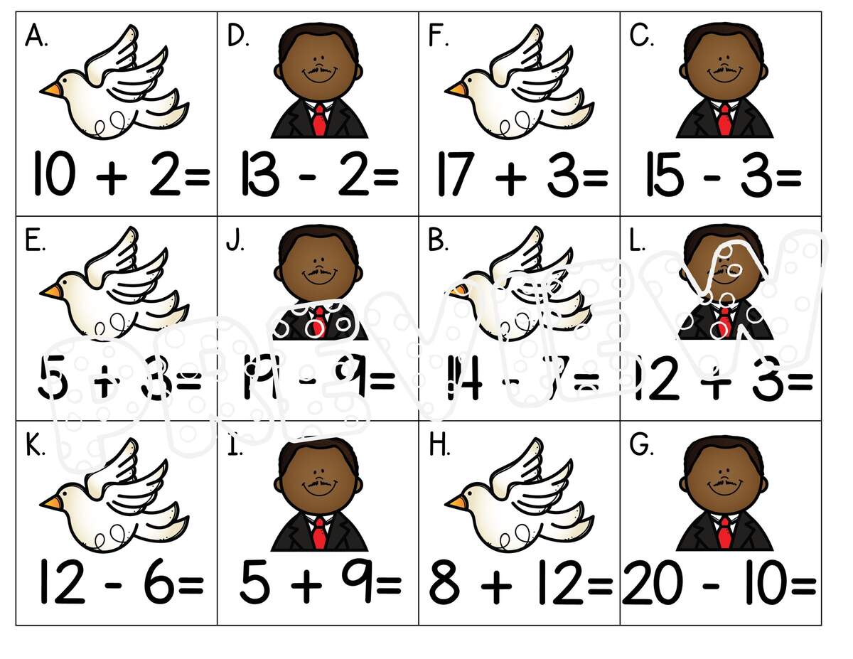 Martin Luther King Jr Addition Subtraction Craft Task Cards January Classful Martin Luther King Jr Addition Subtraction Craft Task Cards January Classful
