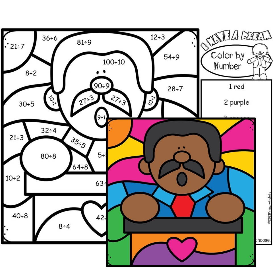Martin Luther King Jr Division Color By Number Made By Teachers Martin Luther King Jr Division Color By Number Made By Teachers
