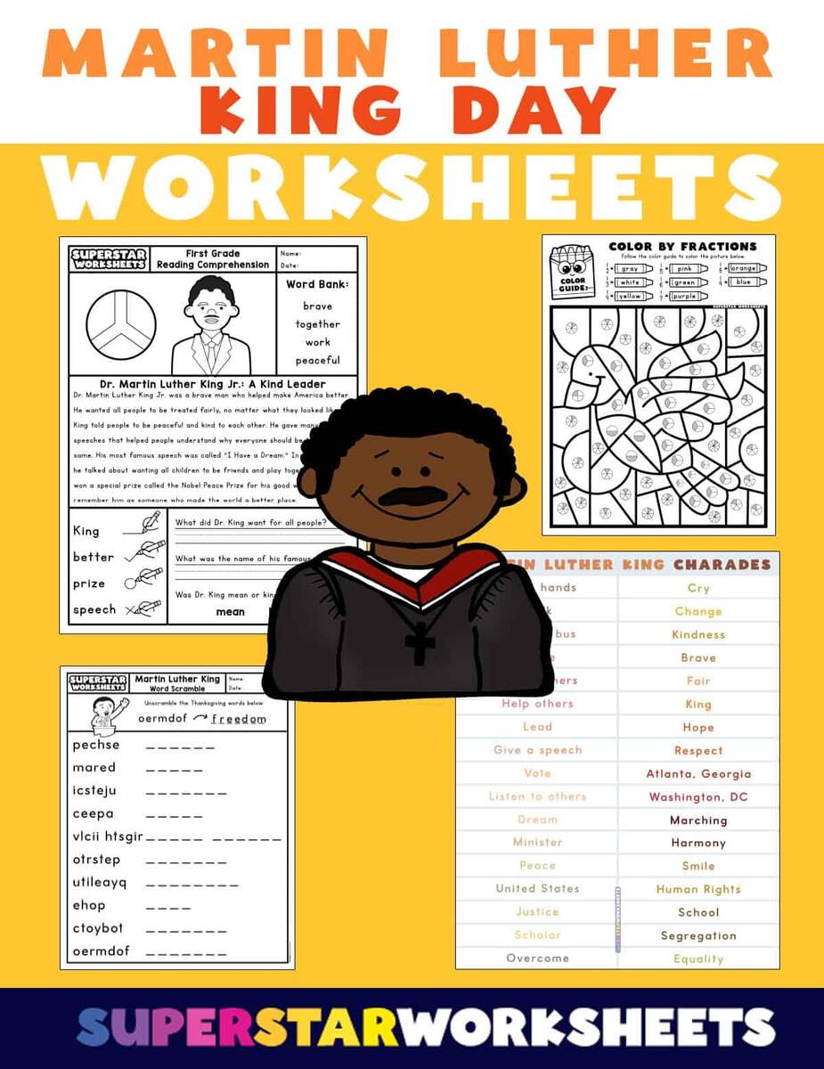 Martin Luther King Jr Worksheets Free Printables Superstar Worksheets