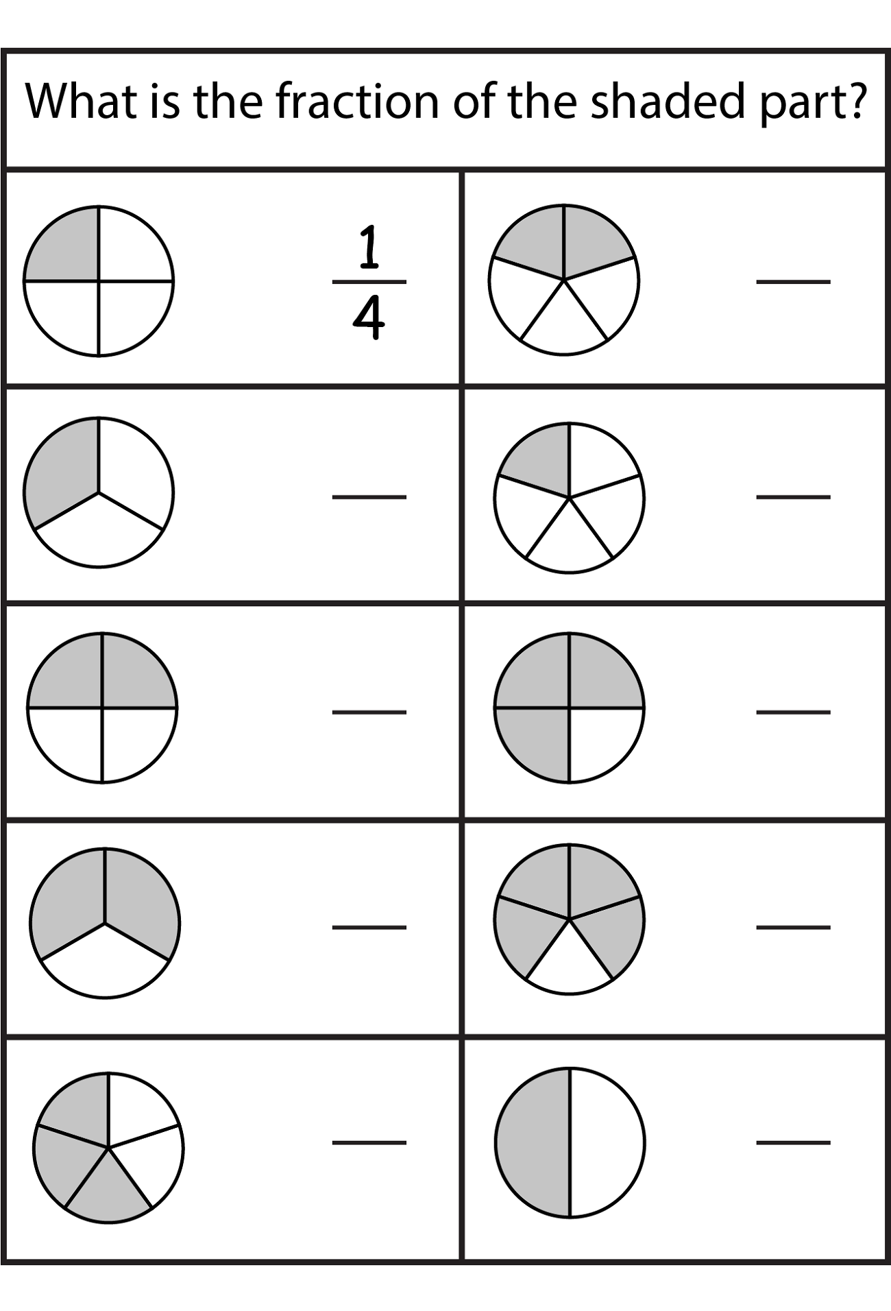 Second Grade Learning Fractions Worksheet