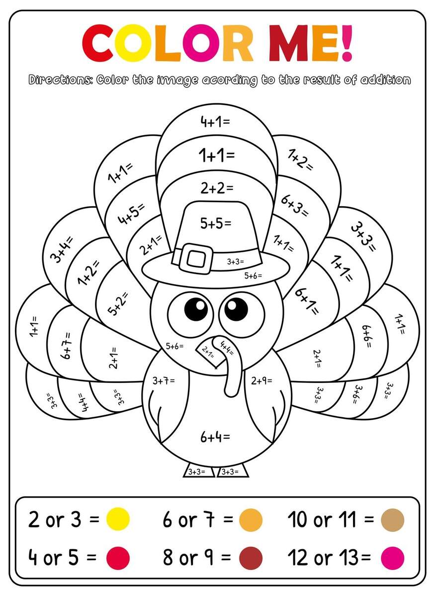 Math Thanksgiving Worksheets PDF Free Download