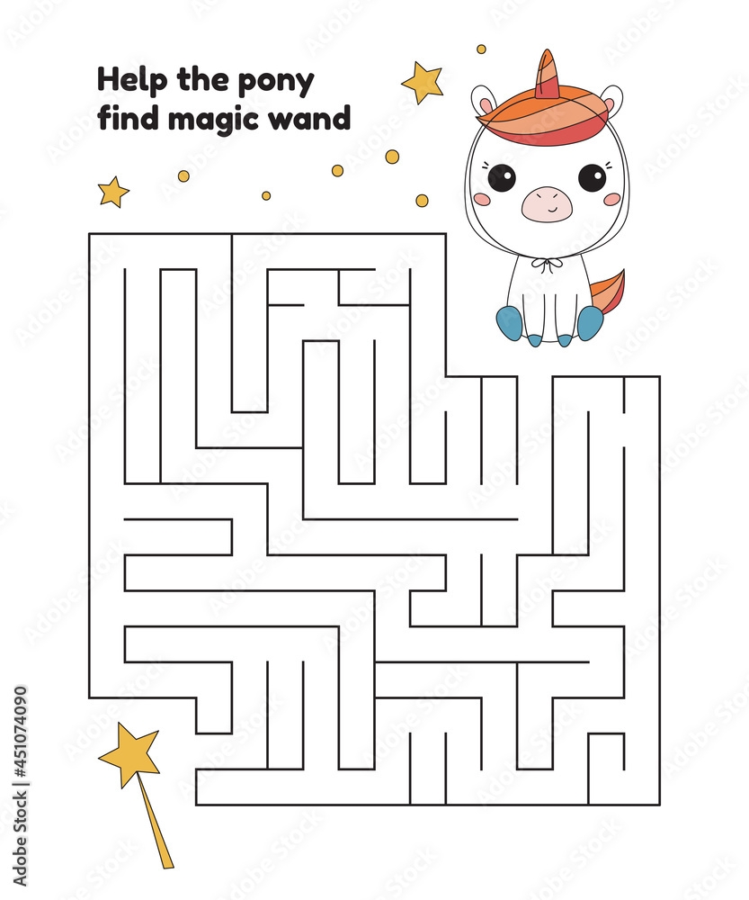Maze Game For Children Cute Cartoon Pony In Unicorn Costume Kawaii Animals Printable Worksheet For Halloween Party Vector Illustration Stock Vektor Adobe Stock Maze Game For Children Cute Cartoon Pony In Unicorn Costume Kawaii Animals Printable Worksheet For Halloween Party Vector Illustration Stock Vektor Adobe Stock