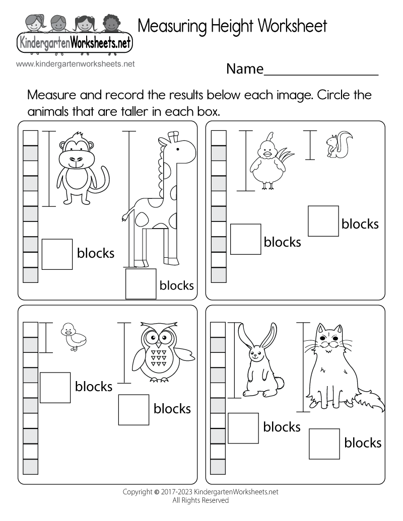 Measuring Height Worksheet Free Printable Digital PDF