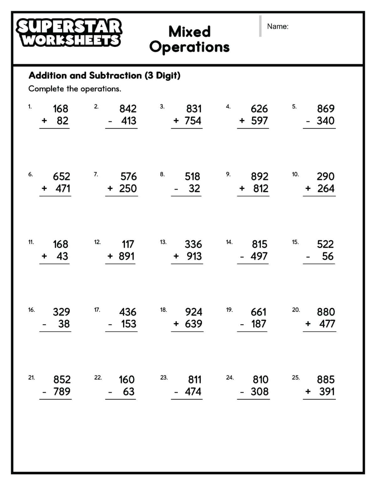 Mixed Operations Worksheets Superstar Worksheets Mixed Operations Worksheets Superstar Worksheets