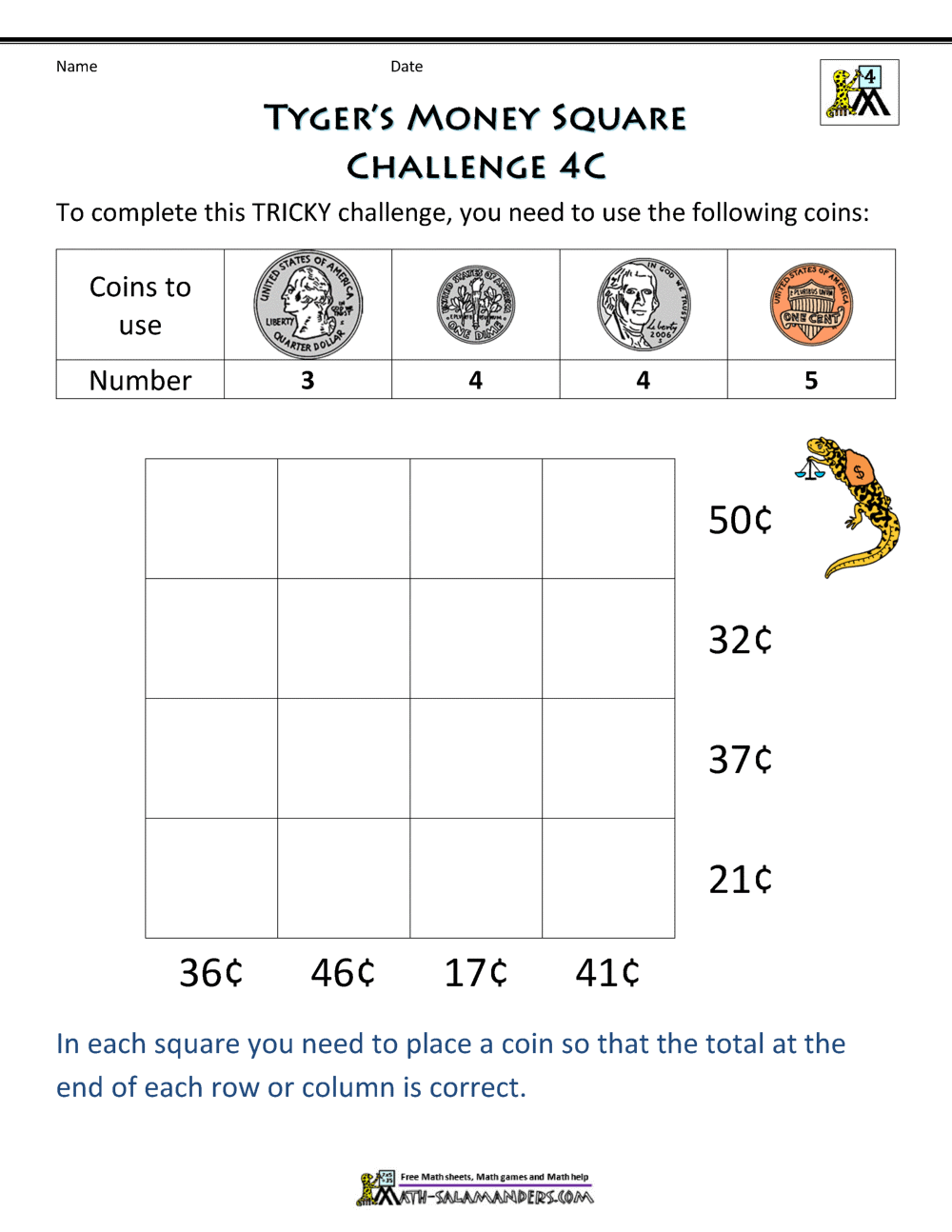 Money Word Problems 4th Grade
