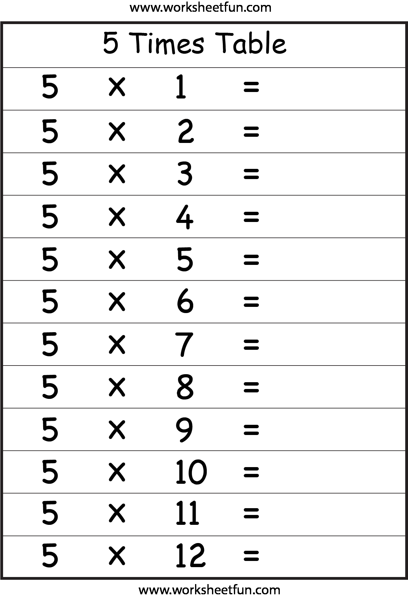 Multiplication Times Tables Worksheets 2 3 4 5 6 7 8 9 10 11 12 Times Tables Eleven Worksheets FREE Printable Worksheets