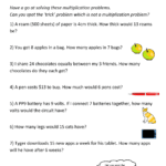 Multiplication Word Problem Worksheets 3rd Grade