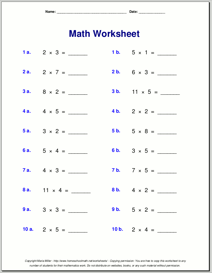Multiplication Worksheets For Grade 3 Free Worksheets For Grade 3