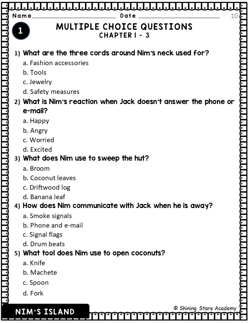 NIM S ISLAND Novel Study Comprehension Critical Thinking Vocab MCQs True Or False Writing Promp Teaching Resources Discover 26 Nim S Island And Nims Island Ideas Island Homeschool Books Kids Book Club And More