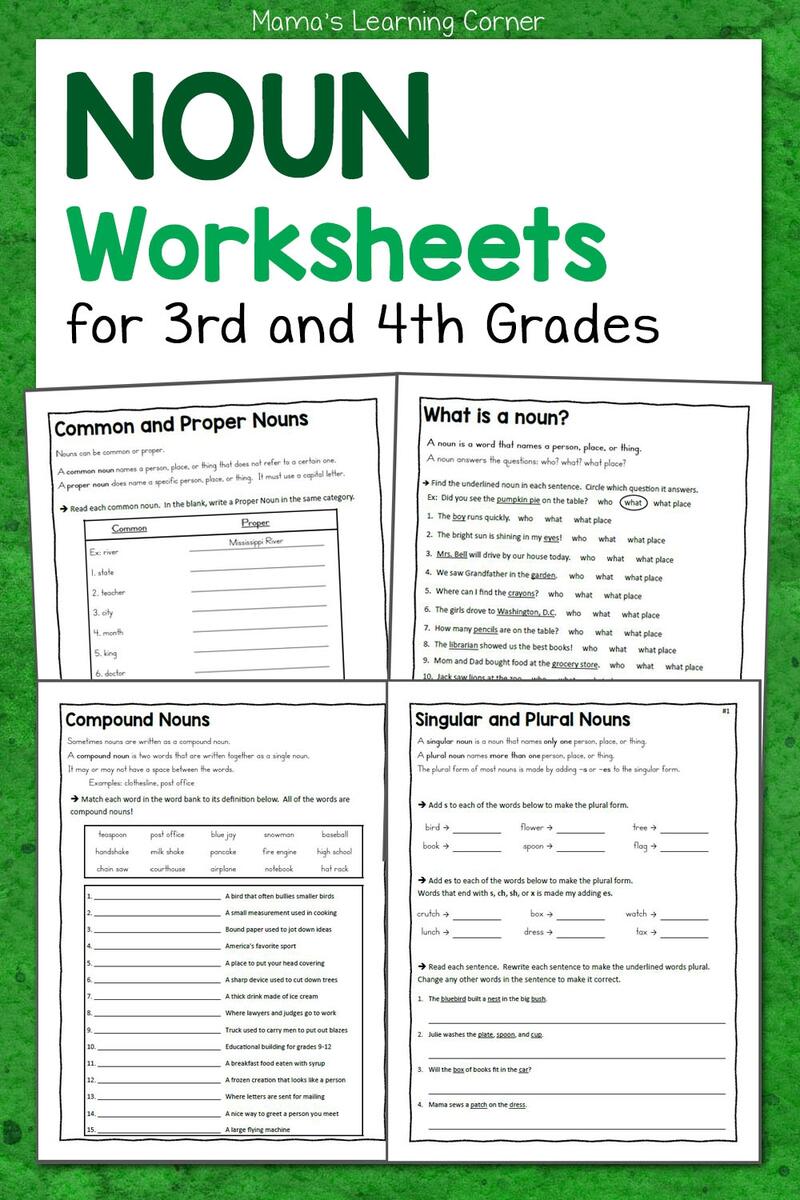 Free Nouns Worksheets Printable Noun Practice For All Grade Levels