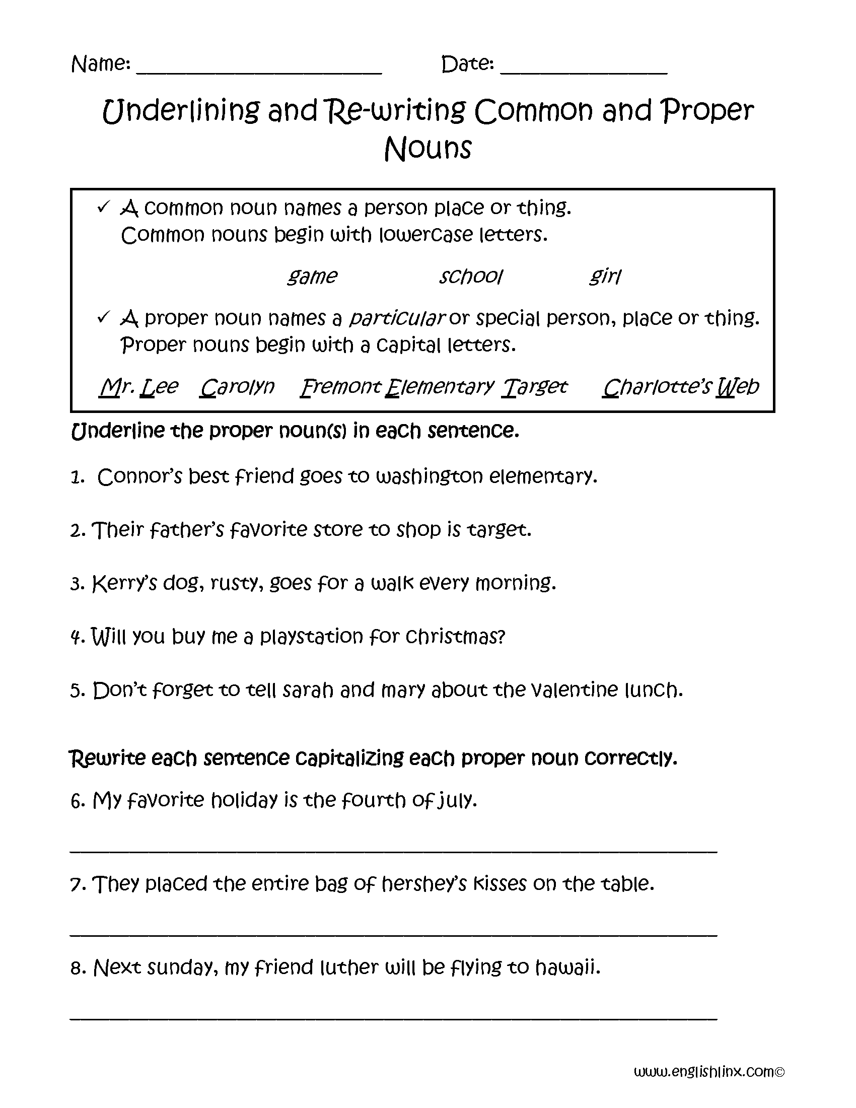 Nouns Worksheets Proper And Common Nouns Worksheets Nouns Worksheets Proper And Common Nouns Worksheets