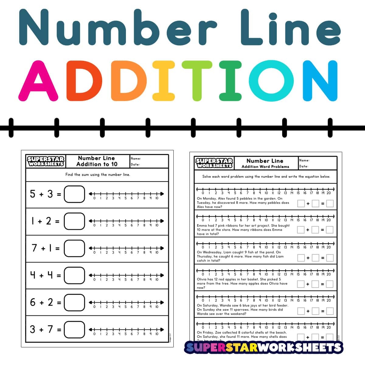 Number Line Addition Superstar Worksheets Class 2 Maths Addition On A Number Line Worksheet Grade1to6