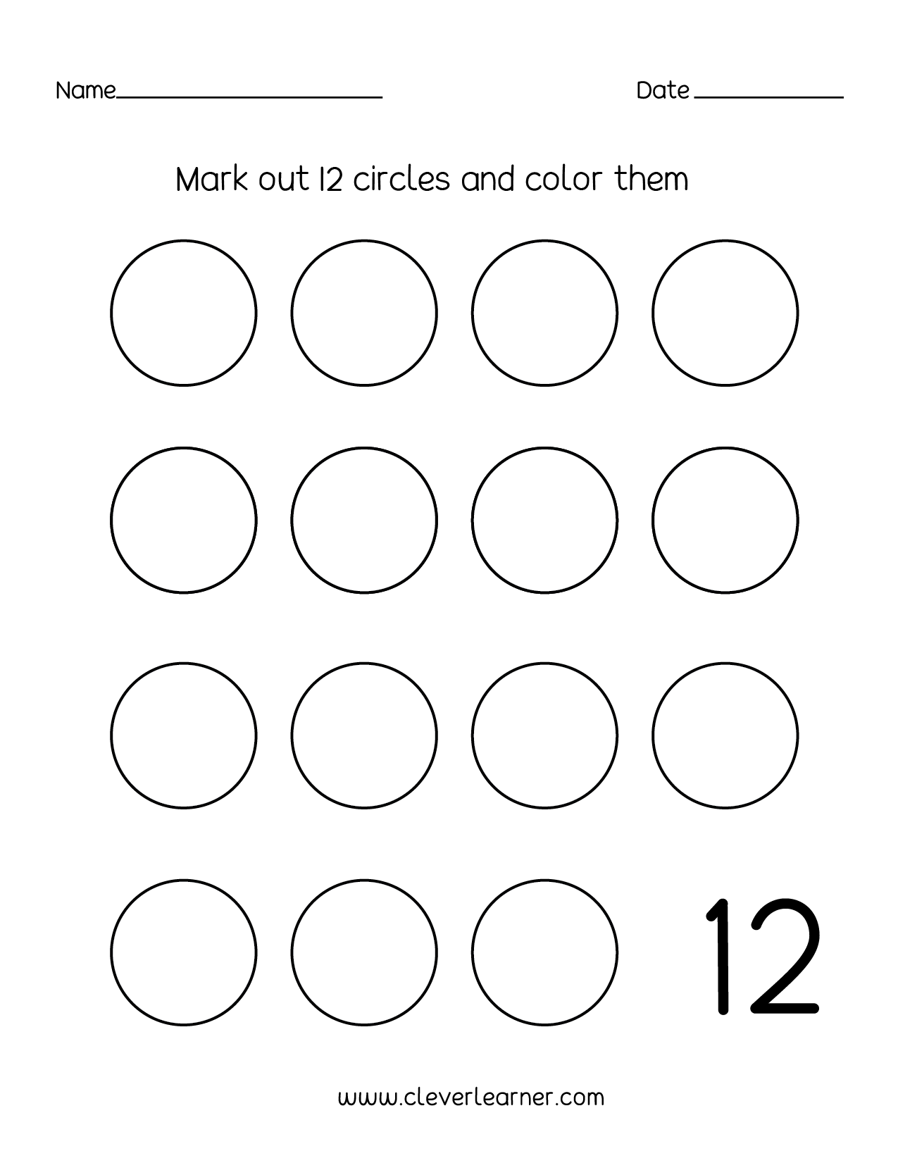 Number Twelve Writing Counting And Identification Printable Worksheets For Children FREE Trace And Write Number 12 Worksheets For Preschool