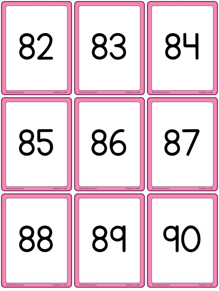 Numbers 1 To 100 ESL Flashcards Free Printable Number Flashcards 0 100 With Words