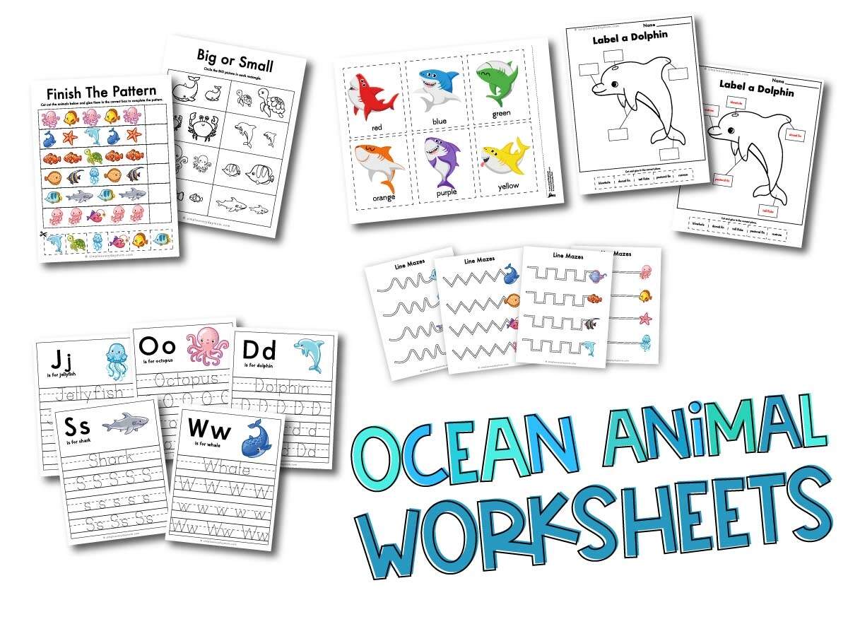 Ocean Animal Printable Preschool Worksheets