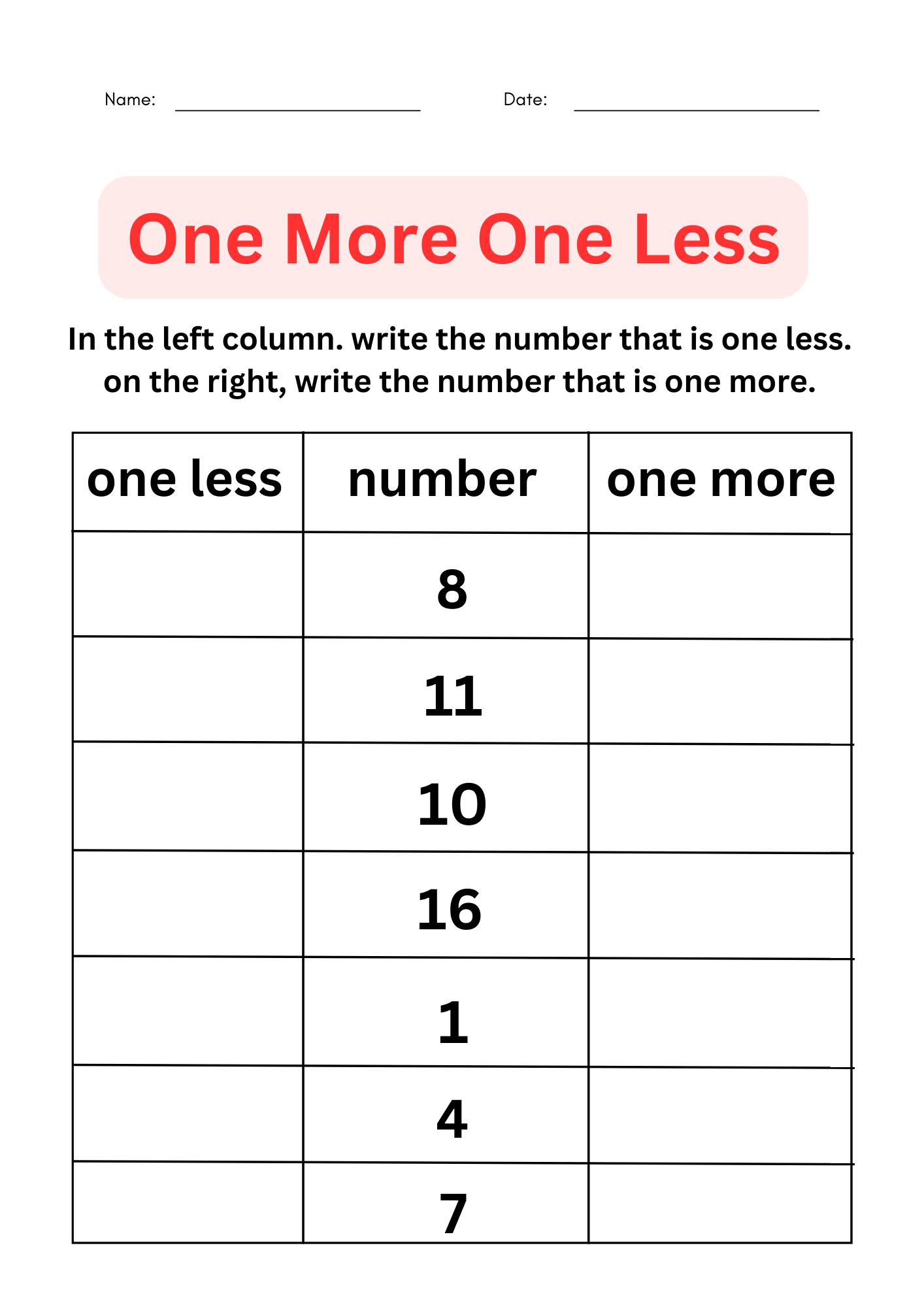 One More One Less Worksheets For Grade 1 2 3 Made By Teachers One More One Less Worksheets For Grade 1 2 3 Made By Teachers
