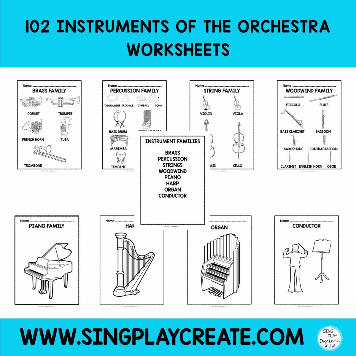 Orchestra Instrument Family Coloring Pages Worksheets No Prep Activity For Music Education Sing Play Create