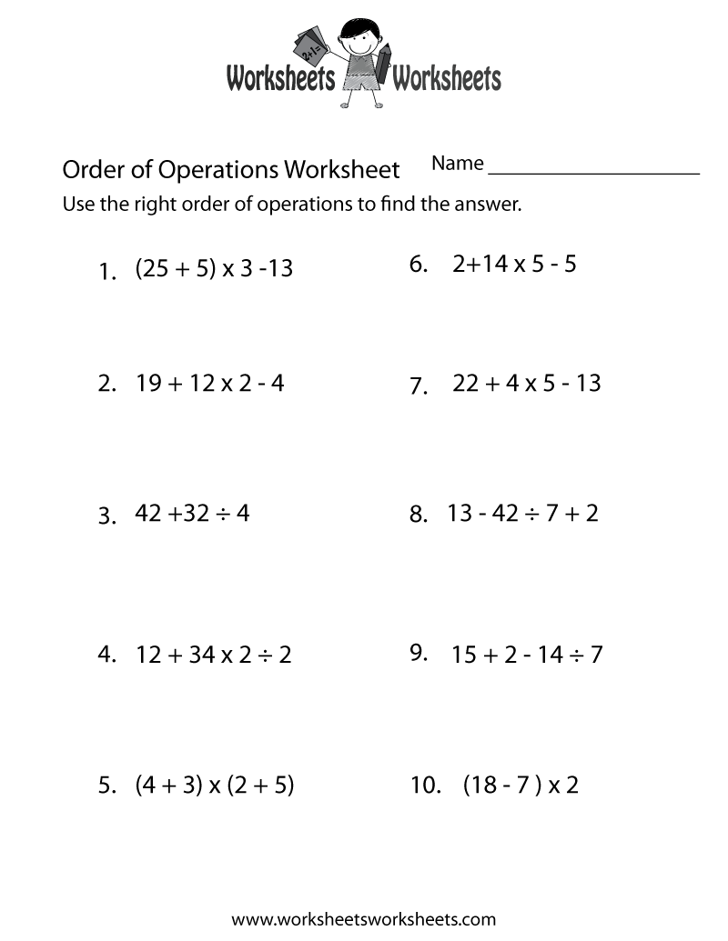 Order Of Operations Practice Worksheet Worksheets Worksheets Order Of Operations Practice Worksheet Worksheets Worksheets