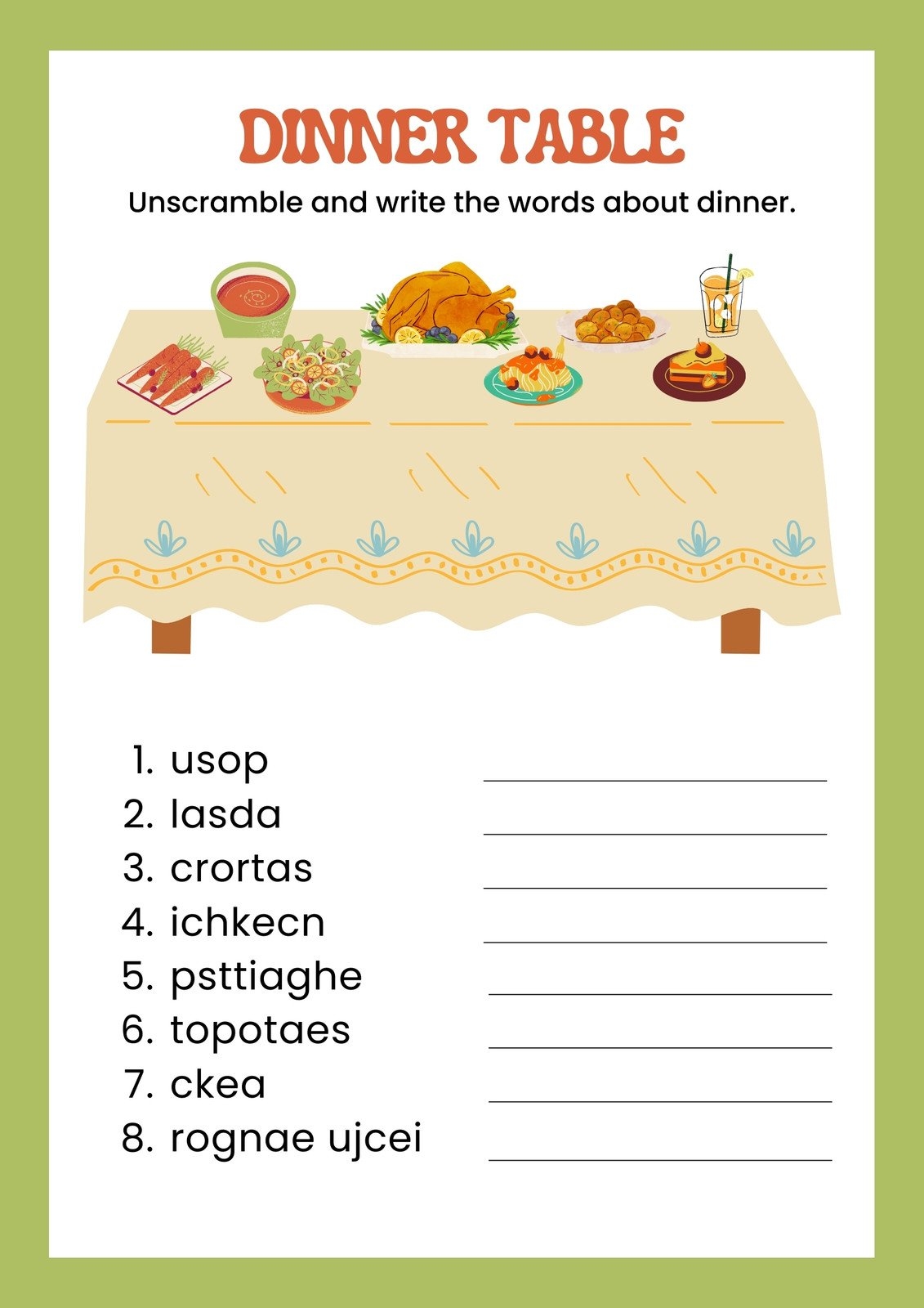 Page 2 Free To Customize And Print Food Worksheet Templates Canva