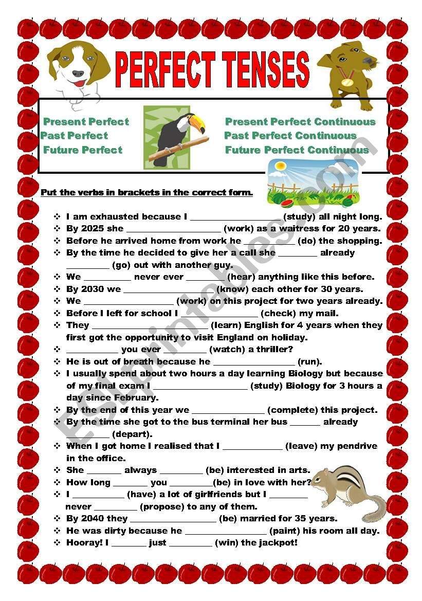 Perfect Tenses ESL Worksheet By Ildibildi Worksheets Library Perfect Tenses ESL Worksheet By Ildibildi Worksheets Library