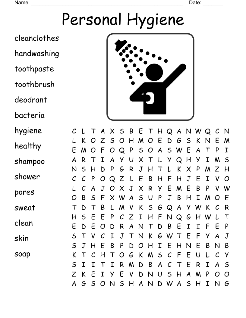 Personal Hygiene Worksheet WordMint