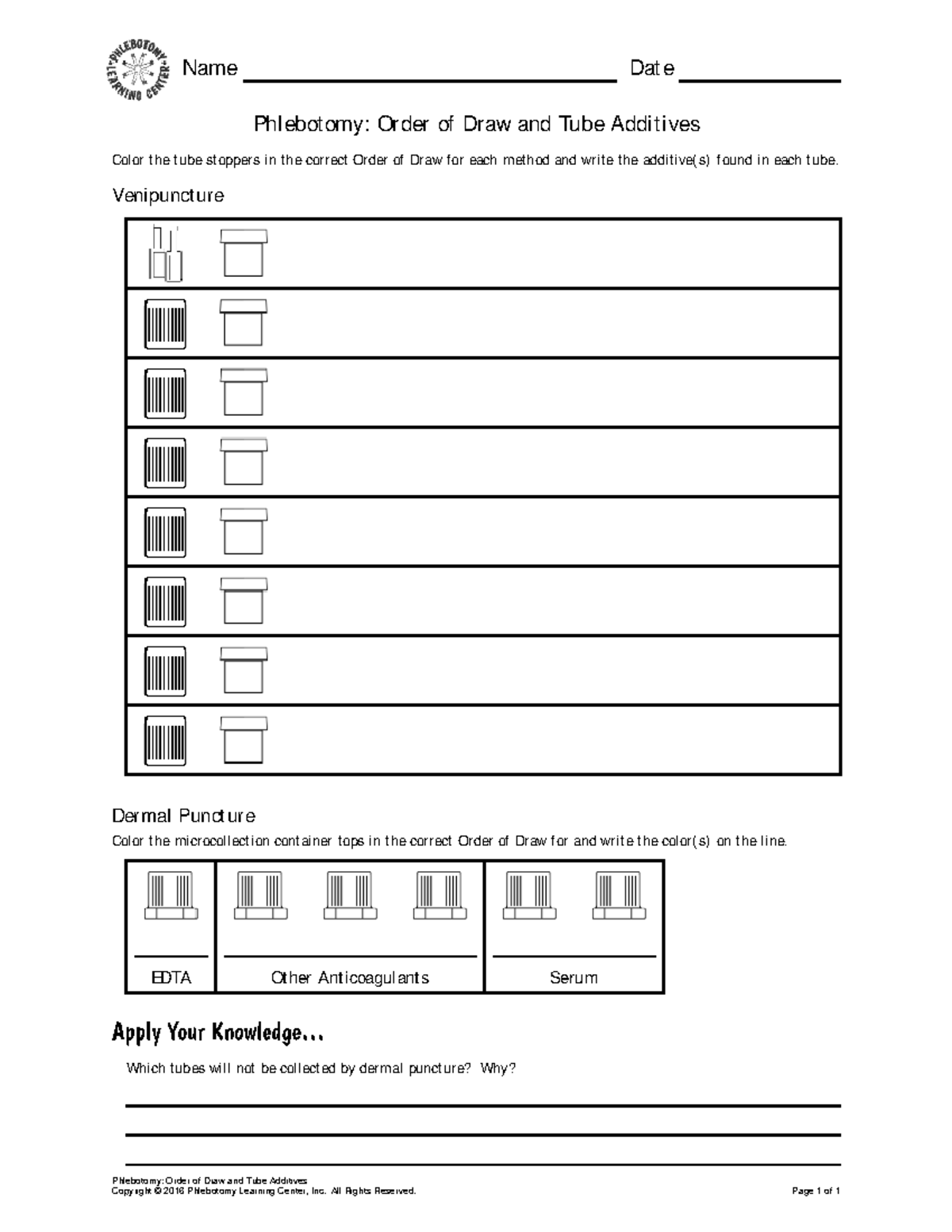 Phlebotomy PHLB101 Order Of Draw Tube Additives With Answer Key Studocu Order Of Draw Word Search WordMint
