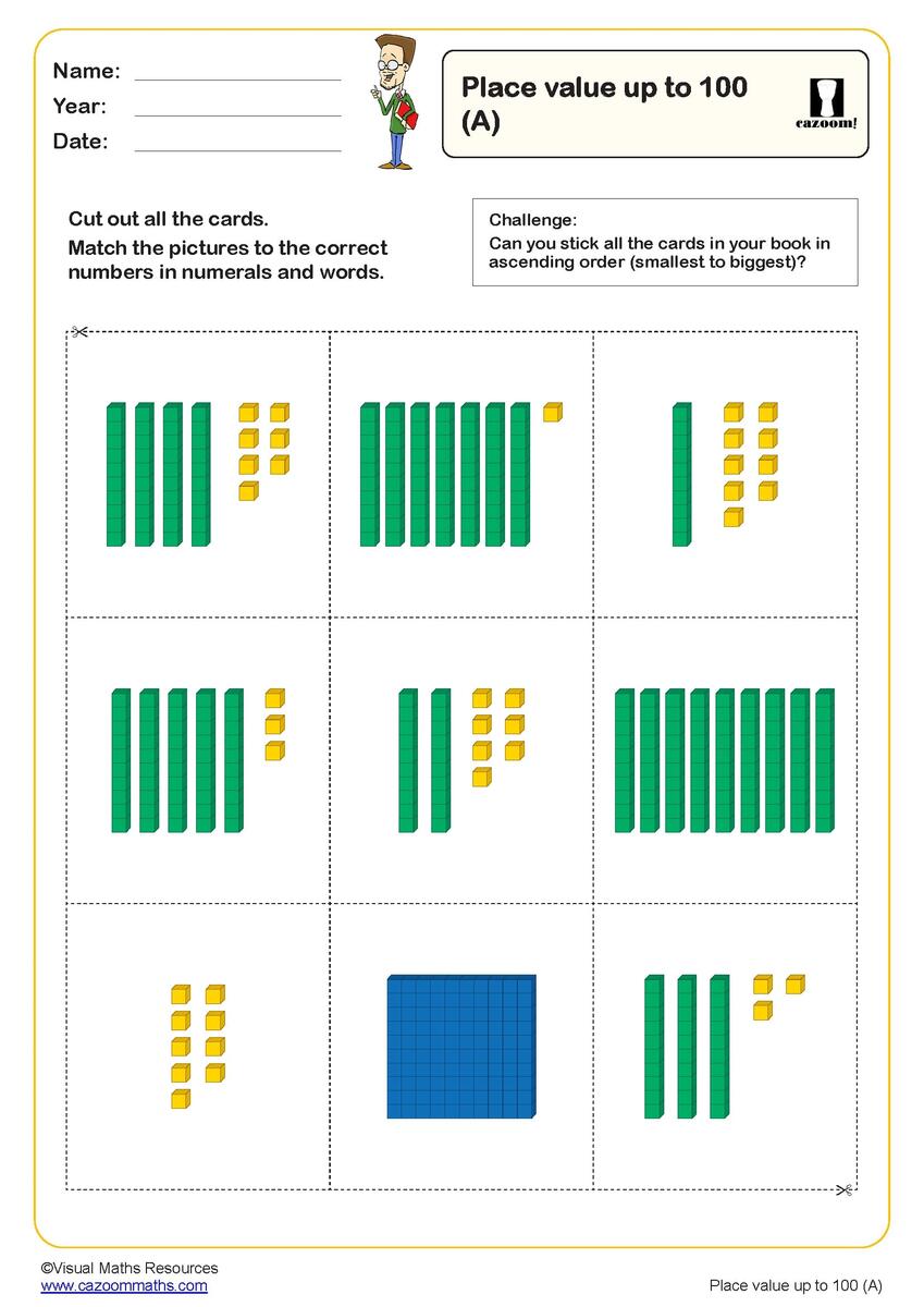 Place Value Up To 100 A Worksheet Fun And Engaging Year 2 PDF Worksheets Place Value Up To 100 B Worksheet Key Stage 1 PDF Number Worksheets