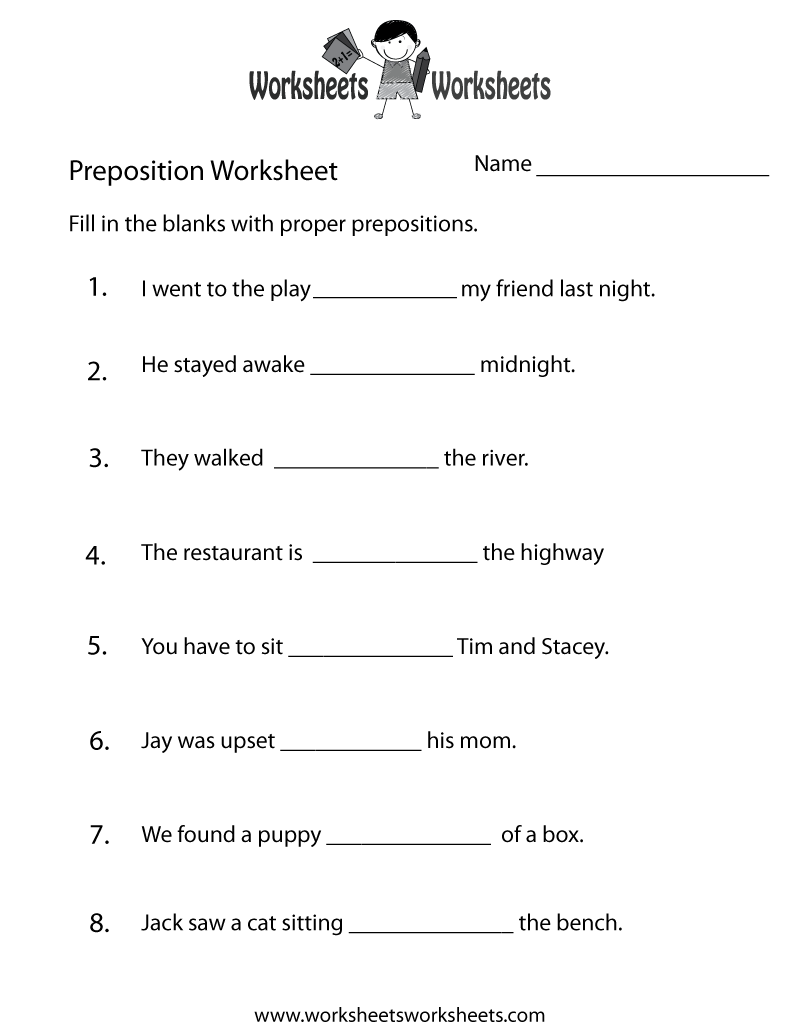Preposition Test Worksheet Worksheets Worksheets