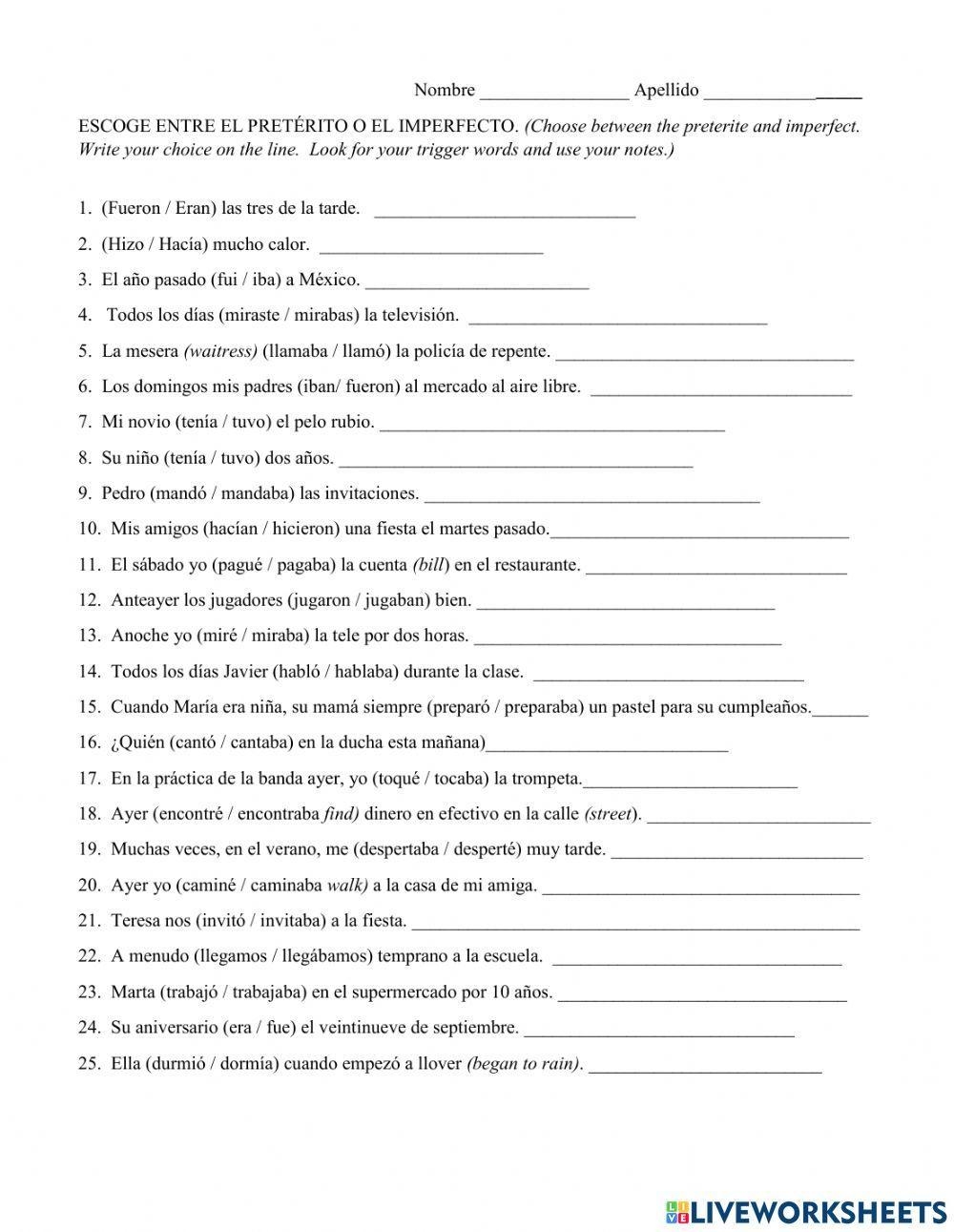 Preterit Vs Imperfect Worksheet Worksheets Library Preterit Vs Imperfect Worksheet Worksheets Library