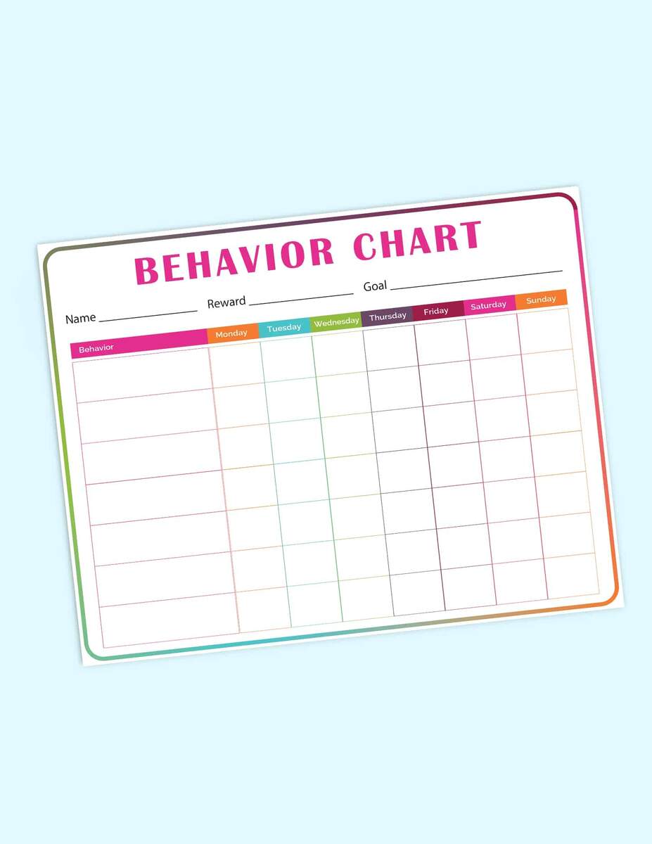 Printable Behavior Chart For Kids Printable Behavior Chart For Kids